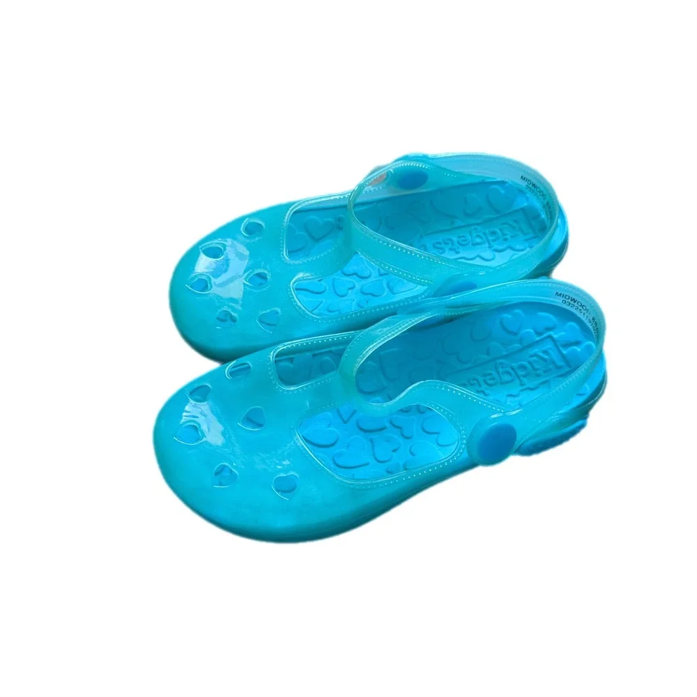 Kidgets Jelly Mary Jane Kids Size 9 Turquoise Excellent Heart Cutout Water Shoes